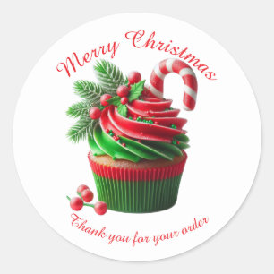 Adesivo Feliz Cupcake da padaria de Natal Obrigado Sticker