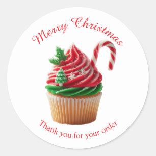 Adesivo Feliz Cupcake da padaria de Natal Obrigado Sticker