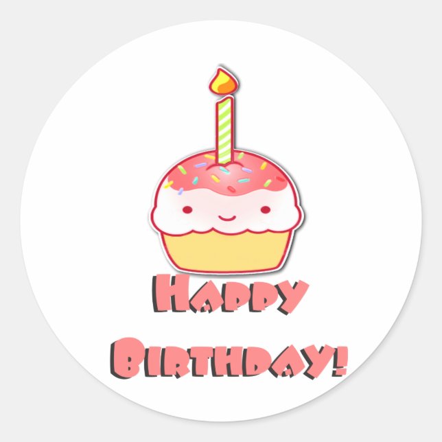 Adesivo Feliz Cupcake de aniversário (Frente)