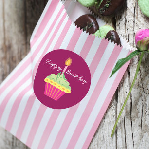 Adesivo Feliz Cupcake de aniversário