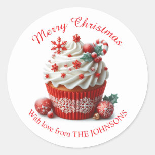 Adesivo Feliz Cupcake Vermelho de Natal com o amoroso Stic
