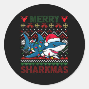 Adesivo Feliz das mulheres Sharkmas Papais noeis de tubarã