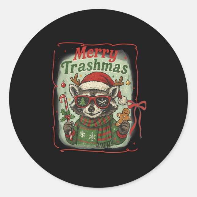 Adesivo Feliz de Coquette Trashmas Raccoon Cu Natal (Frente)