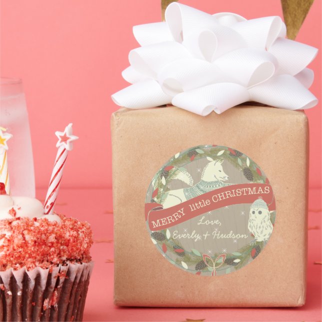 Adesivo Feliz de Coruja Fox Pequena Prata de Natal (Festa)