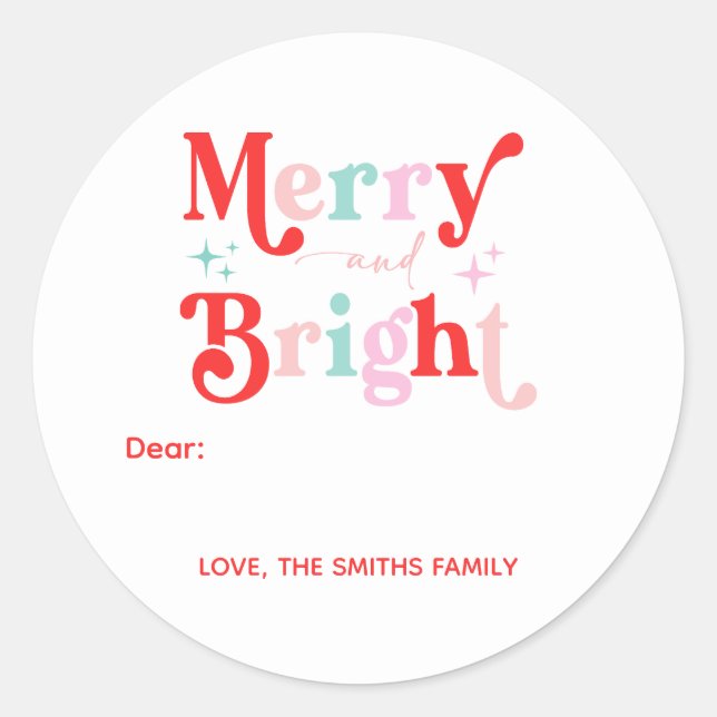 Adesivo Feliz de Natal e vermelho rosa brilhante (Frente)