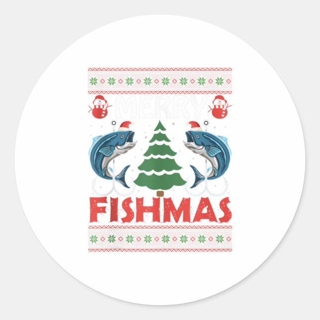 Adesivo Feliz de pesca Engraçado Natal (Frente)
