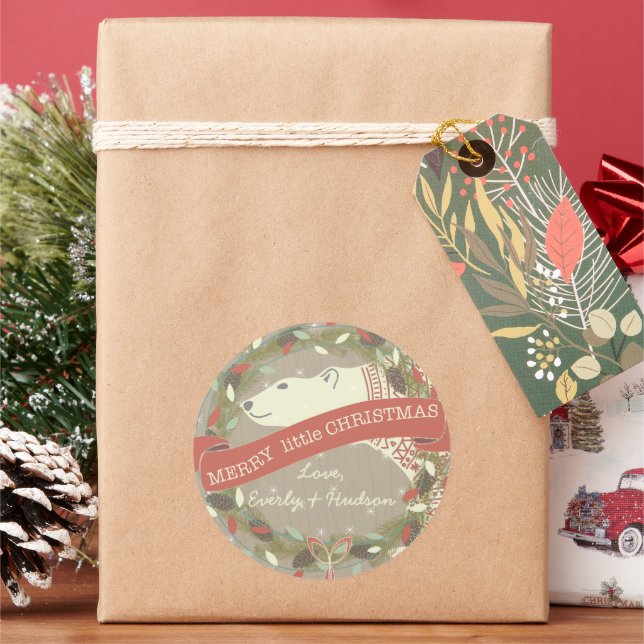 Adesivo Feliz de Urso Polar Pequena Garland de Natal (Feriado)