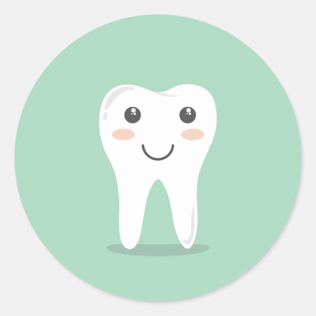 Adesivo Feliz dentista de desenho animado escovando escova (Frente)