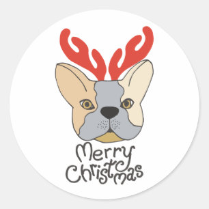 Adesivo Feliz Design de Cachorro de Natal
