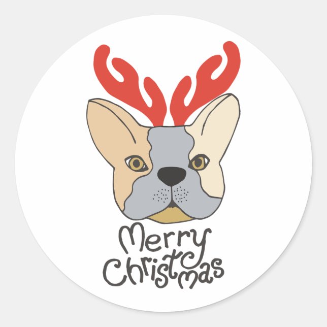 Adesivo Feliz Design de Cachorro de Natal (Frente)