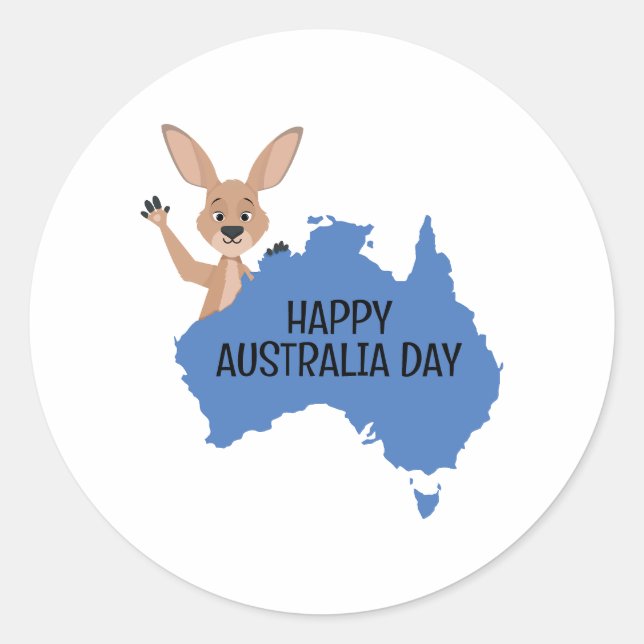 Adesivo Feliz Dia da Austrália, Kangaroo (Frente)