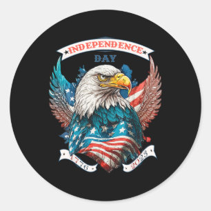 Adesivo Feliz Dia Da Independência Águia Americana E Bande