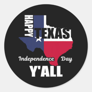 Adesivo Feliz Dia da Independência do Texas Y'all Usa Cowb