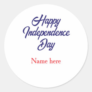 Adesivo feliz dia da independência nome vermelho azul amer