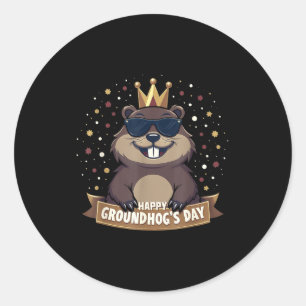 Adesivo Feliz Dia da Marmota 2025 Funny Woodchuck