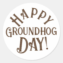 Adesivo Feliz Dia da Marmota! Design de safra simples