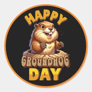 Adesivo Feliz Dia da Marmota, Fevereiro Divertido