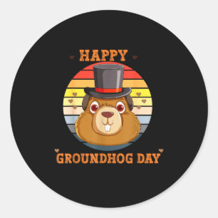 Adesivo Feliz Dia da Marmota Vintage 2024 Celebre o Feriad