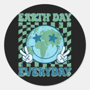 Adesivo Feliz Dia da Terra 2025 Retro Groovy Dia da Terra