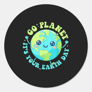 Adesivo Feliz dia da terra 2026 planeta fofo homens meio a