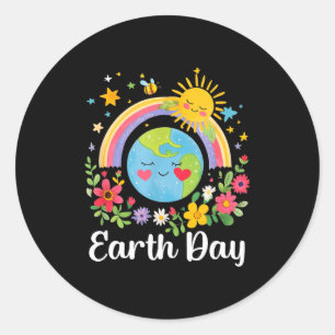 Adesivo Feliz Dia da Terra 2026 Terra Fofa Com Terra Flora