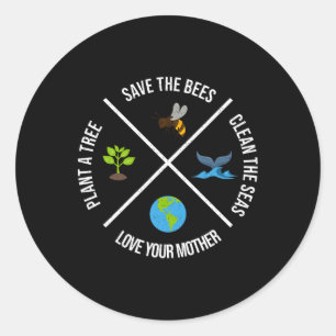 Adesivo Feliz Dia da Terra Plantas Árvores Limpas Águas Sa