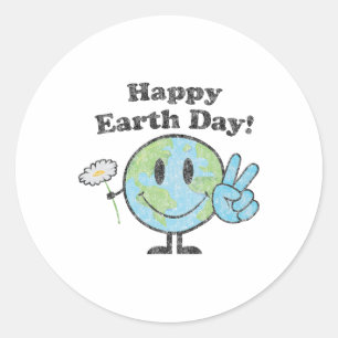 Adesivo Feliz Dia da Terra - Sinal de Paz Bonito Flor Afet