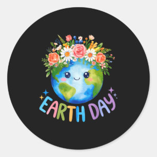 Adesivo Feliz Dia da Terra Terra Fofa Com Floral Dia da Te