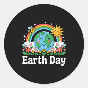 Adesivo Feliz Dia da Terra Terra Fofa Com Floral Dia da Te