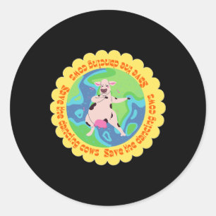 Adesivo Feliz Dia da Terra Vaca Fofa Dançando Salva Vacas