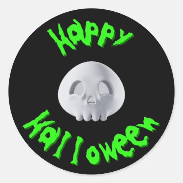 Adesivo Feliz Dia das Bruxas 3D Caveira (Frente)
