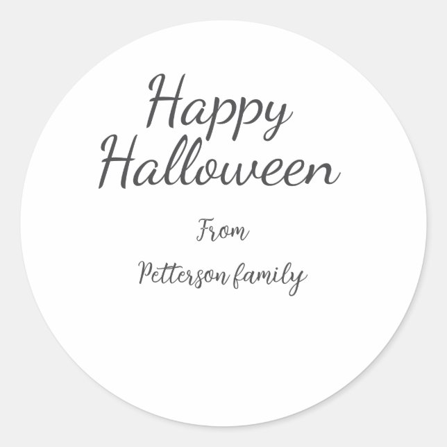 Adesivo Feliz Dia das Bruxas adiciona nome familiar caligr (Frente)