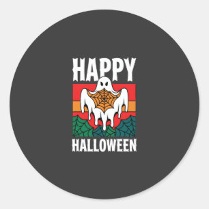 Adesivo Feliz Dia das Bruxas Aranha Teia Retro