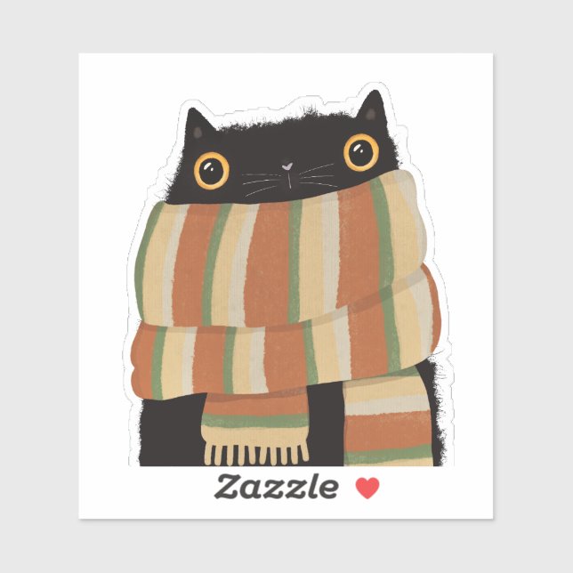 Adesivo Feliz Dia das Bruxas de Gato Negro (Folha)