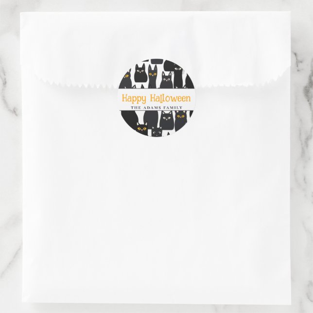 Adesivo Feliz Dia das Bruxas de Gatos Pretos (Bolsa)