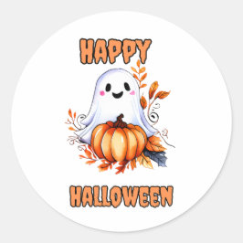 Adesivo Feliz Dia das Bruxas Fantasma - Laranja