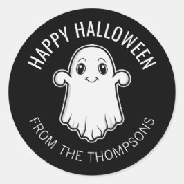 Adesivo Feliz Dia das Bruxas Fantasma Sorridente Texto Per