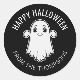 Adesivo Feliz Dia das Bruxas Fantasma Sorridente Texto Per