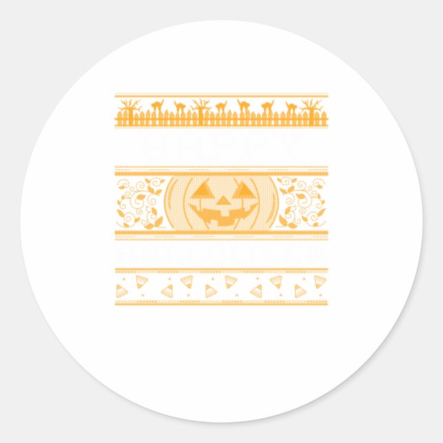 Adesivo Feliz Dia das Bruxas Feio ter Design Pumpkins (Frente)