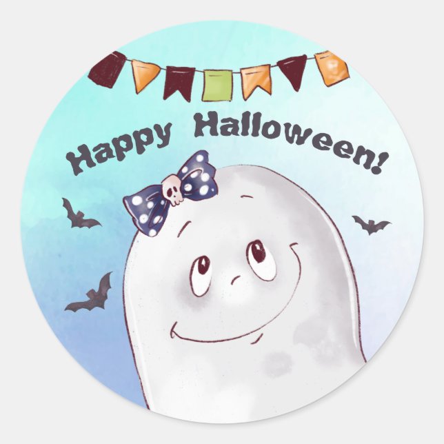 Adesivo Feliz Dia das Bruxas Ghost (Frente)