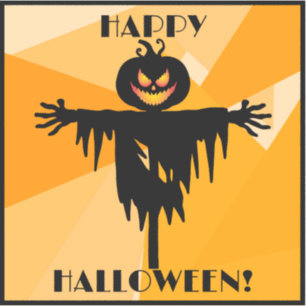 Adesivo Feliz Dia das Bruxas Laranja