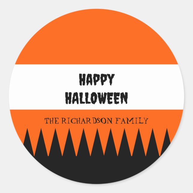 Adesivo Feliz Dia das Bruxas Laranja Personalizado (Frente)