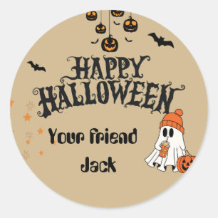 Adesivo Feliz Dia das Bruxas Personalizado com Ghost Cacho