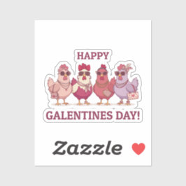 Adesivo Feliz Dia das Galentinas Galinha Equipe Fofo Galin