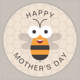 Adesivo Feliz Dia das Mães Abelha Mel Cute Funny Favo de M