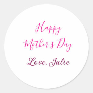 Adesivo Feliz Dia das Mães caligrafia rosa mãe avó