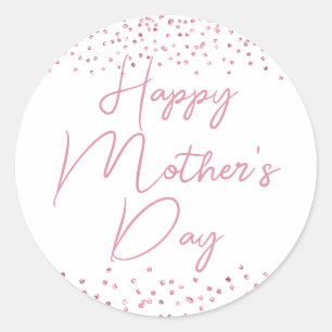 Adesivo Feliz Dia das Mães Confetes Brilhantes Rosa