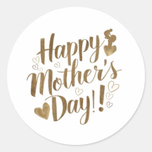 Adesivo Feliz Dia das Mães Coração de Roteiro Dourado