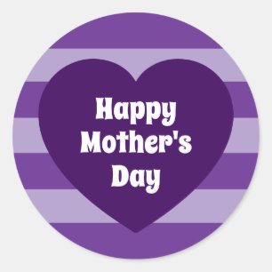 Adesivo Feliz Dia das Mães Coração Roxo Escuro Simples Fof