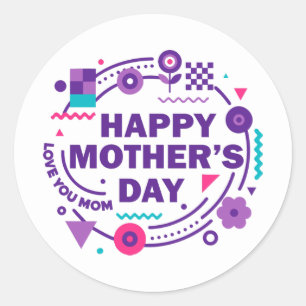 Adesivo Feliz Dia das Mães Estilo Retrô Amo Você Mamãe